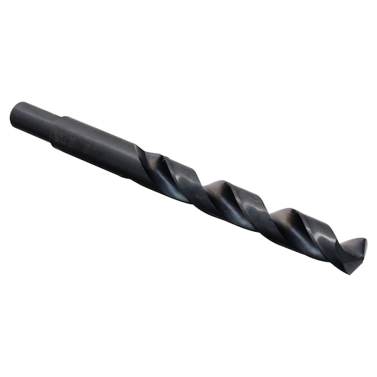 IRWIN 67829 black oxide drill bit, spiral flute design, side angle on white background.