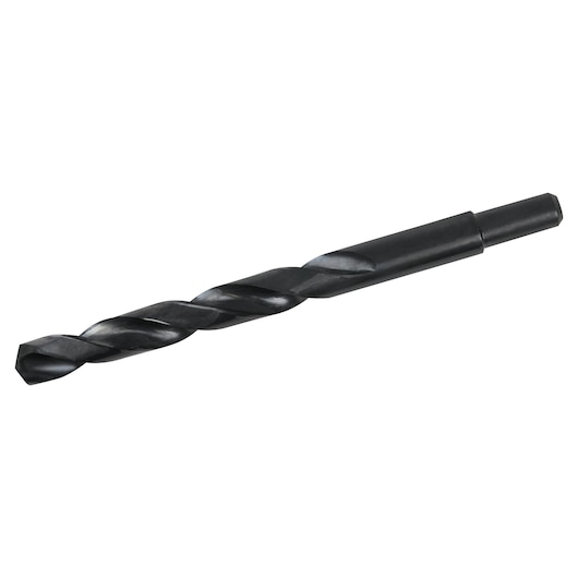 IRWIN drill bit 67830, black steel, spiral flute, product angle on white background.
