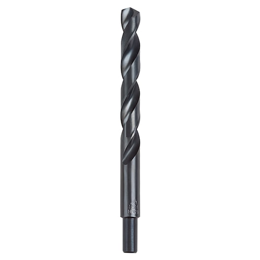 IRWIN 67832 black oxide drill bit, straight shank, photographed on white background, front view.