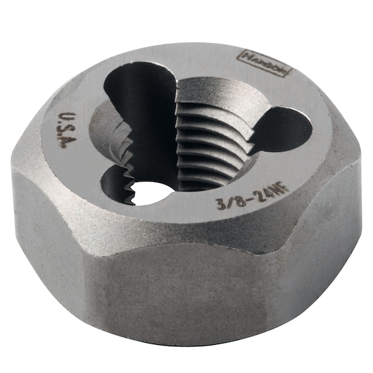 IRWIN round metal threading die SKU 7236, silver finish, angled view on white background.