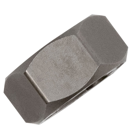 IRWIN SKU 7240 steel hexagonal nut, close-up photo on white background.