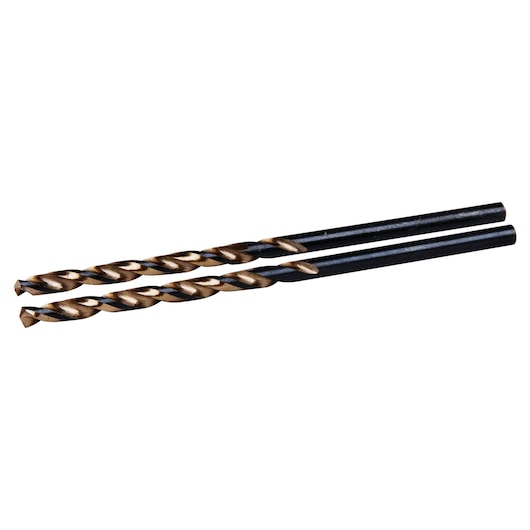 IRWIN 73307 metal drill bits set, bronze and black, side angle, white background.