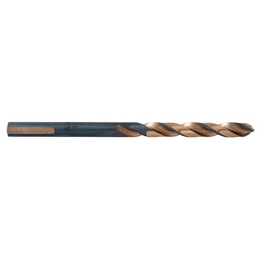 IRWIN 73316 metal drill bit, bronze and black, side angle on white background.