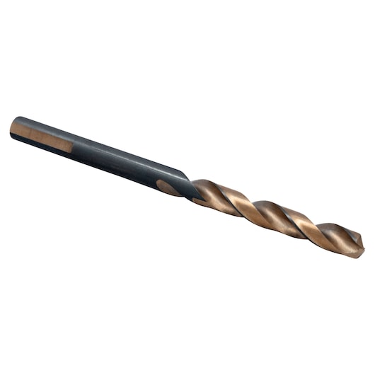 Photo of IRWIN 73317 metal drill bit with bronze and black finish, angled on white background.
