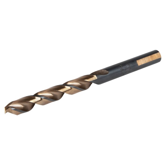 IRWIN drill bit 73323, metallic twist design, side angle on white background.