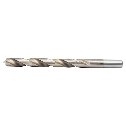 IRWIN 73825 metal twist drill bit, side angle on white background.