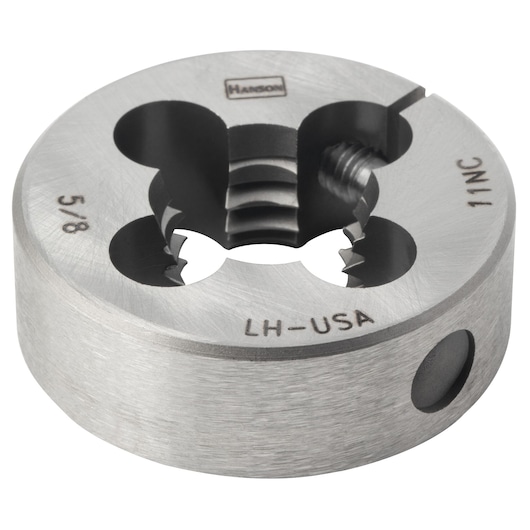 IRWIN 7652 round threading die, metal, close-up on white background, product category photography