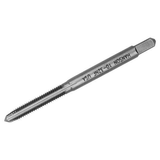IRWIN 8031 hand tap tool with straight flutes, silver steel, angled side view on white background.