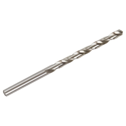 IRWIN 81111 metal twist drill bit, silver, side angle on white background.