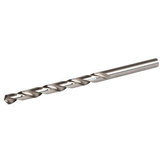 IRWIN 81112 metal twist drill bit, silver, side angle on white background.