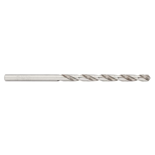 IRWIN 81127ZR metal drill bit, silver, side angle on white background.