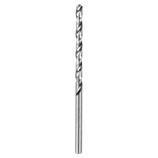 IRWIN metal drill bit, straight flute, silver finish, product photography, SKU 81128ZR, front angle.
