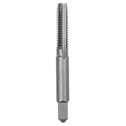 IRWIN 8127 metal threading tap, straight flute, silver tool photographed on white background, vertical view.