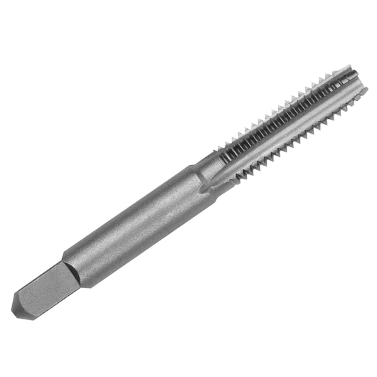 IRWIN SKU 8127 metal threading tap tool, silver finish, side angle on white background.