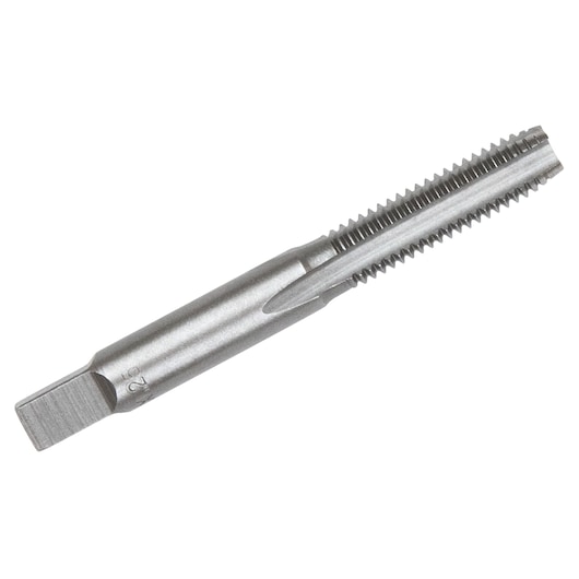 IRWIN 8334 metal threading tap, silver finish, straight flute, side angle on white background.