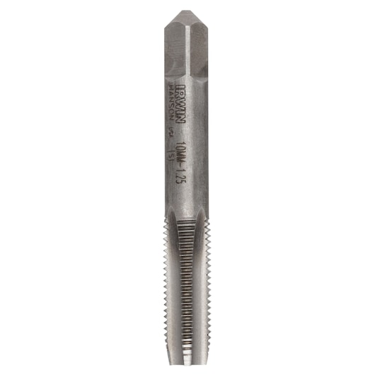 Photo of IRWIN 8339 metal threading tap, straight flute design, silver finish, front angle on white background.