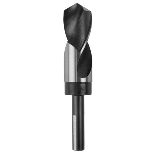 IRWIN drill bit 90174 with spiral flute, black and silver finish, upright front angle on white background.
