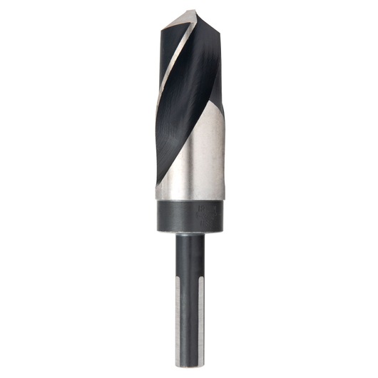IRWIN 90176 silver and black drill bit, straight shank, front angle on white background.