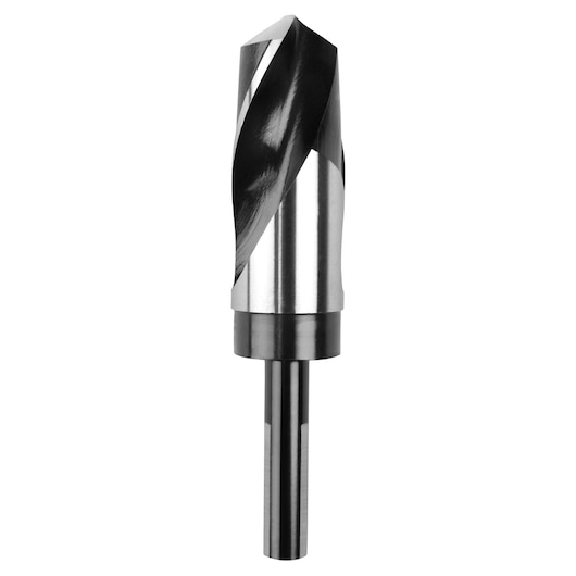 IRWIN 90180 silver and black drill bit, straight shank design, front angle view, on white background.