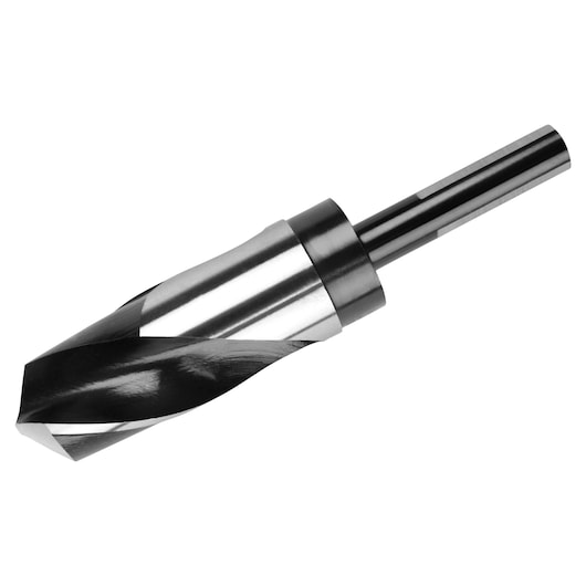 Photo of IRWIN 90180 silver and black machine reamer bit, angled view on white background.