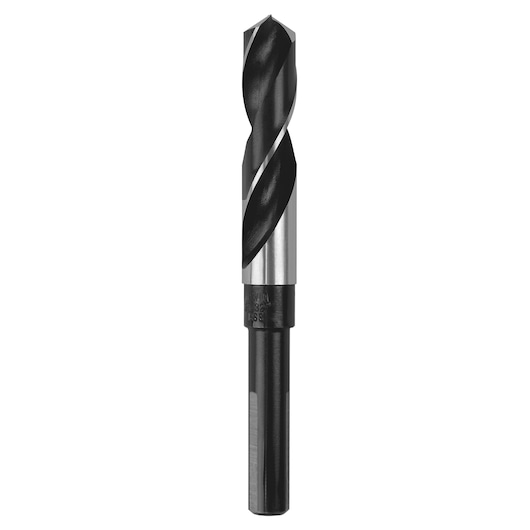 IRWIN 91142 black and silver high-speed steel drill bit, straight shank, front angle on white background.