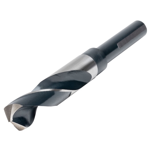 IRWIN 91145 high-speed steel drill bit with black oxide finish, shown at an angle on white background.