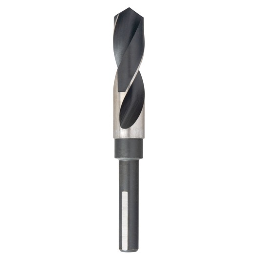 Photo of IRWIN 91150 black and silver drill bit, straight shank, shown vertically on white background.