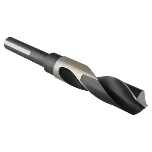 IRWIN 91150 black and silver twist drill bit, side angle, for metal or wood drilling.