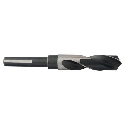 IRWIN 91150 black and silver twist drill bit, straight shank, side angle, on white background.