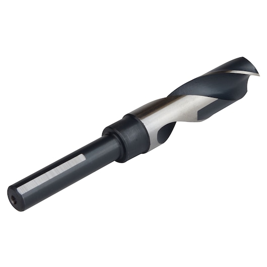 IRWIN 91152 black and silver drill bit, side angle, hex shank, high-speed steel construction, white background.