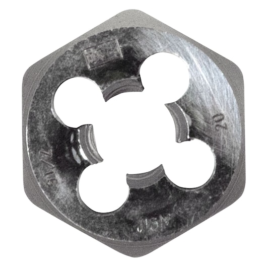 IRWIN hexagonal steel threading die, SKU 9440, top view on white background.