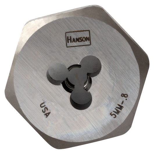 IRWIN hexagon die 5MM-8 photography, close-up angle, silver metal finish, SKU 9722