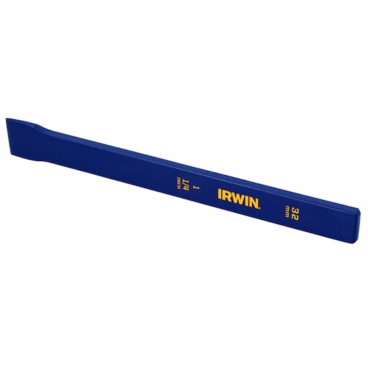 IRWIN IRHT82534 blue cold chisel, 32 mm, side view on white background.