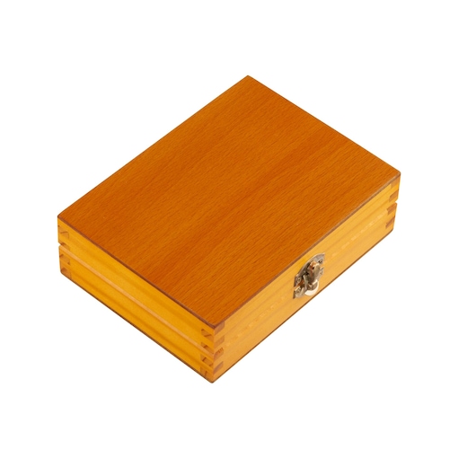IRWIN IW1018158 rectangular wooden box with metal latch, angled top view, photography product category.