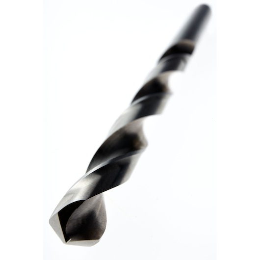 IRWIN IW150E9114 metal drill bit close-up with spiral flutes, photography on white background.