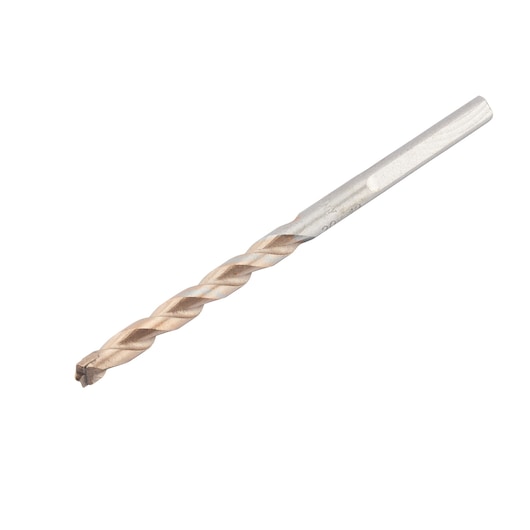 IRWIN IW2039107 masonry drill bit, spiral fluted design, silver and bronze, product photo on white background.