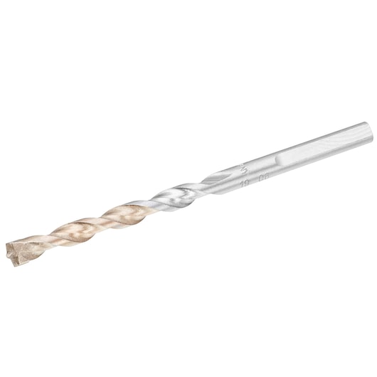 IRWIN IW2039110 metal drill bit, silver and bronze, side angle, on white background