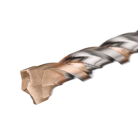 IRWIN IW2039114 masonry drill bit close-up, silver and bronze spiral tip on white background.