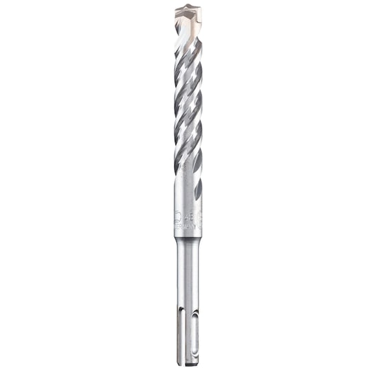 Photo of IRWIN IW2039123 masonry drill bit, silver, spiral flute, front angle on white background.