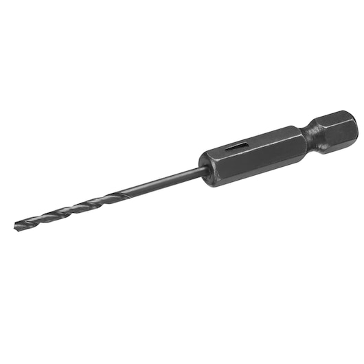 Photo of IRWIN IW3035102 drill bit with hex shank, black metal, side angle on white background.