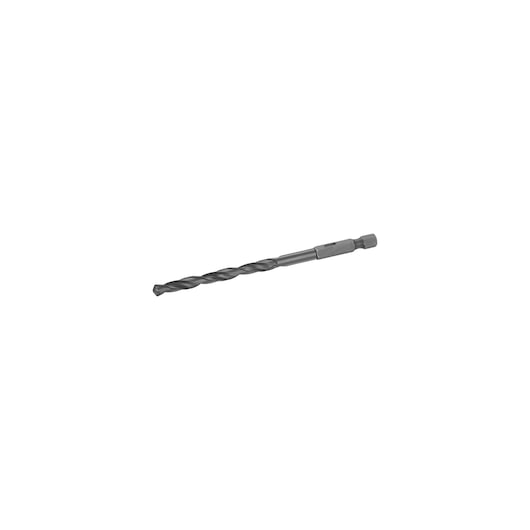IRWIN drill bit IW3035107 with hex shank and spiral flutes, side view on white background.