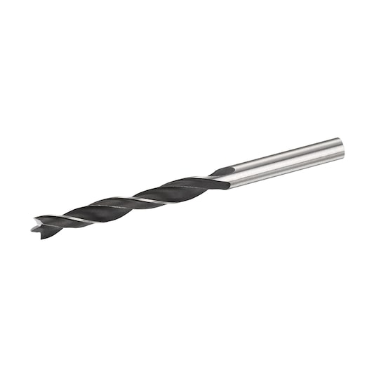 Photo of IRWIN IW4046604 black and silver twist drill bit, angled on white background.