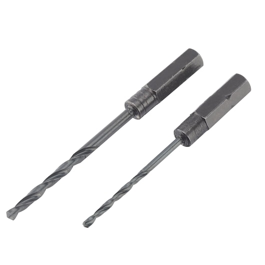 IRWIN drill bit set SKU IW6061222, two metal hex shank bits, front angle, white background.