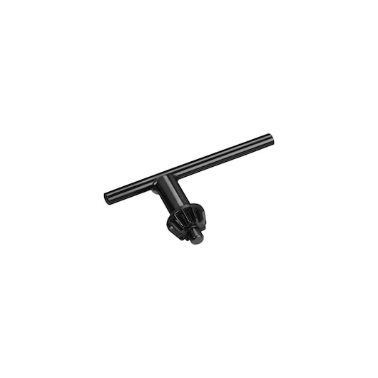 Photo of IRWIN IW9092302 black metal chuck key tool, side angle on white background.