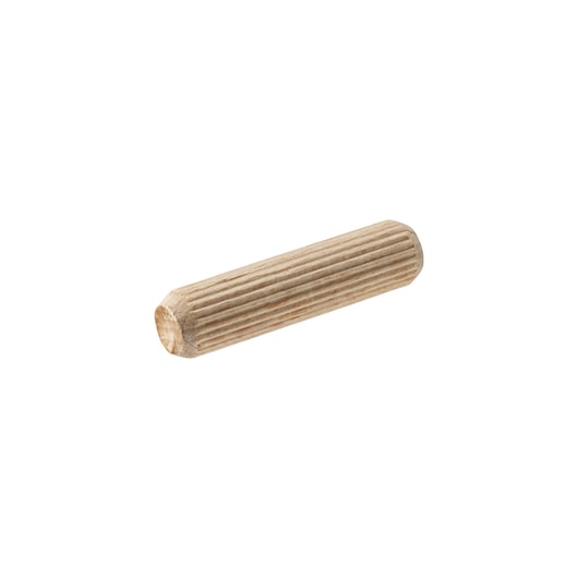 IRWIN IW9094106 wooden dowel with fluted surface, side angle on white background.