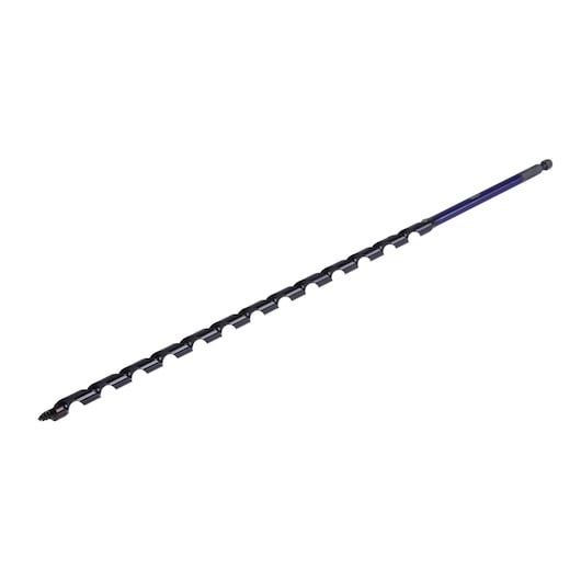 IRWIN IWAX3005 long black and blue auger bit, shown at angle on white background, drill accessory.
