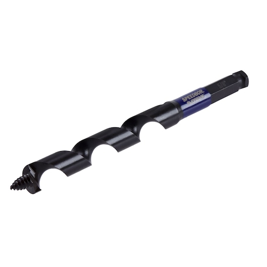 IRWIN auger drill bit, black spiral design, SKU IWAX3016, side angle on white background.