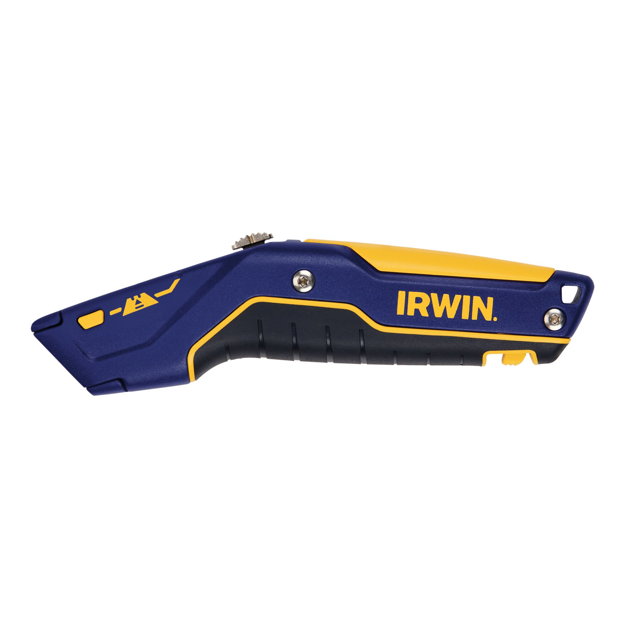 Cutter Irwin Avec Lame Rétractable Et Réserve De Lames - Corps Aluminium Et Caoutchouc - Changement Rapide