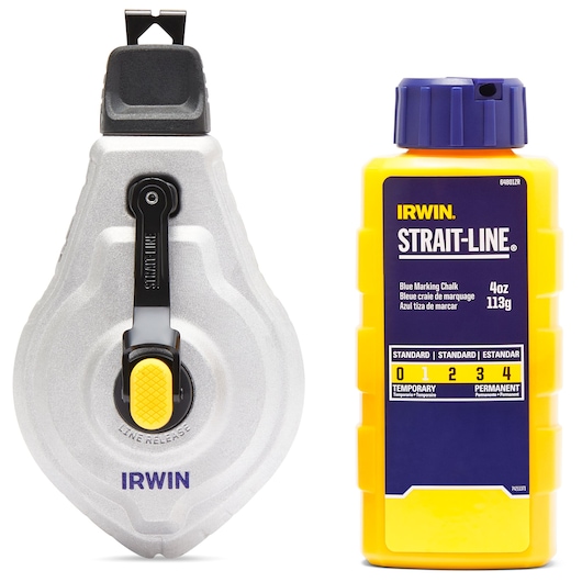 IRWIN® STRAIT-LINE® MACH6™ Aluminum Chalk Reel w/ Blue Chalk Straight on Beauty