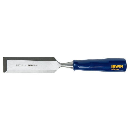 IRWIN chisel M444112N with blue handle and straight blade, product photography on white background.